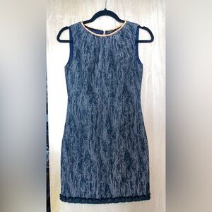 Elie Tahari sheath dress black white tapestry orange zipper green hem Sz 2